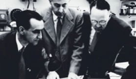 Fuller, Chapin and Pearson working on P-N junction experiment