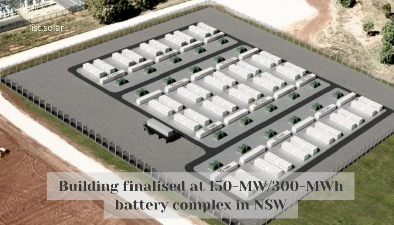 Building finalised at 150-MW/300-MWh battery complex in NSW