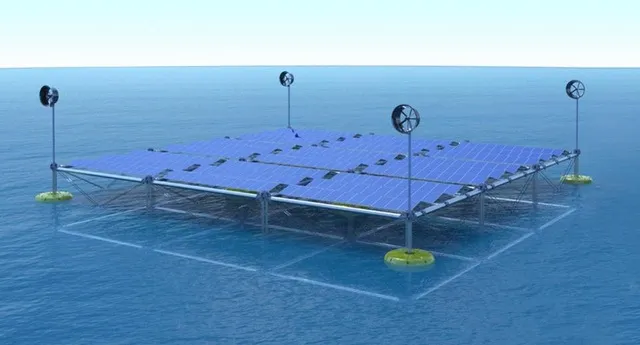 Solar arrays on wave power generators, in addition to wind generators