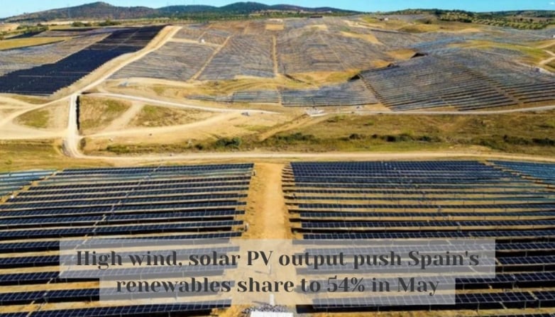 High wind, solar PV output push Spain's renewables share to 54% in May