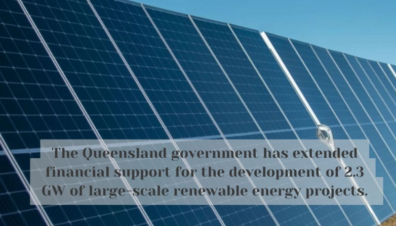 The Queensland government has extended financial support for the development of 2.3 GW of large-scale renewable energy projects.