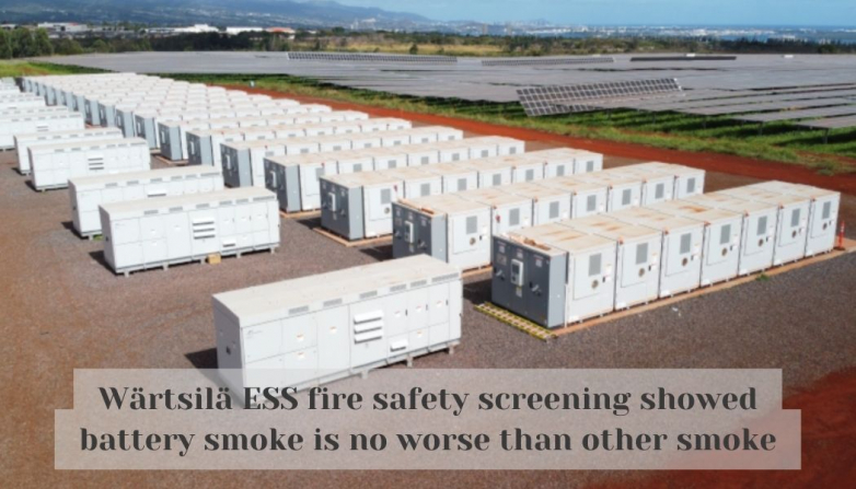 Wärtsilä ESS fire safety screening showed battery smoke is no worse than other smoke