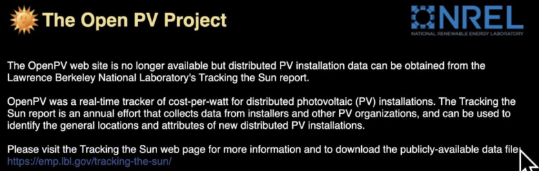 Open PV Project goes offline