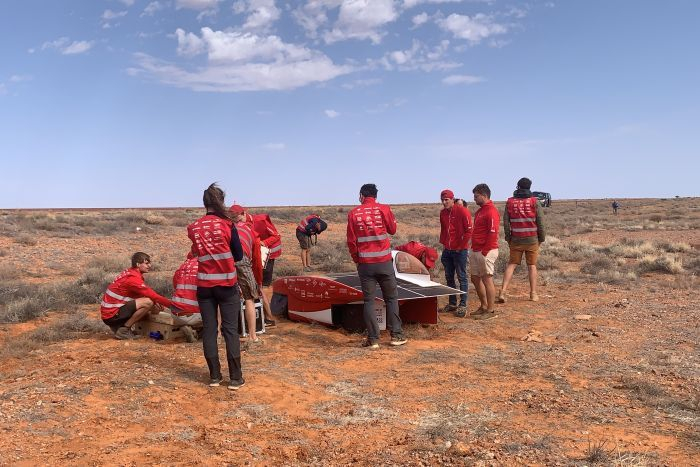 Strong winds flip cars competing in the World Solar Challenge