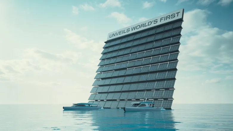 Unveils World's First Vertical Floating Solar Plant Unveils World's First Vertical Floating Solar Plant