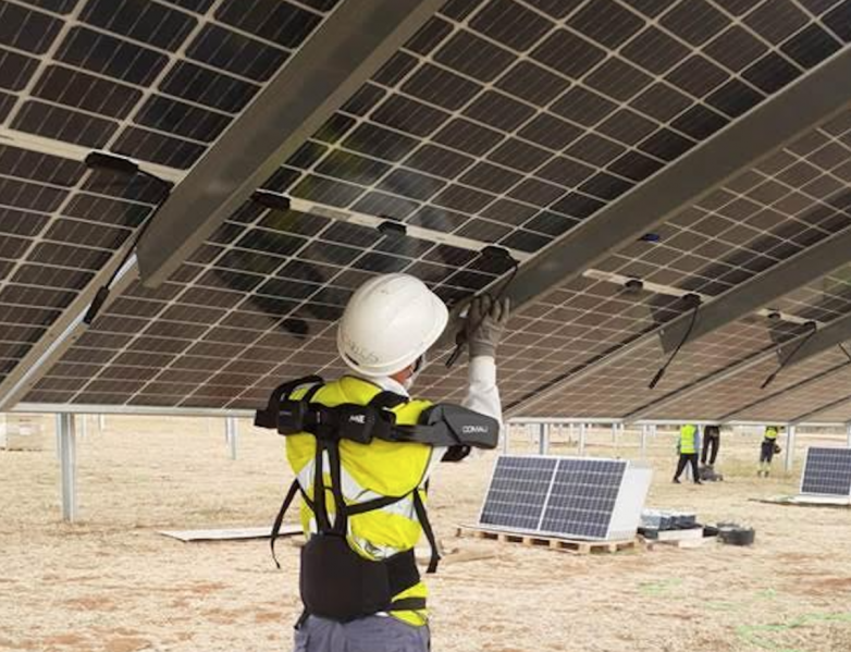 Exoskeletons for photovoltaic panel placing
