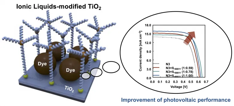 Protecting against dye aggregation with molten salts to improve solar cell performance