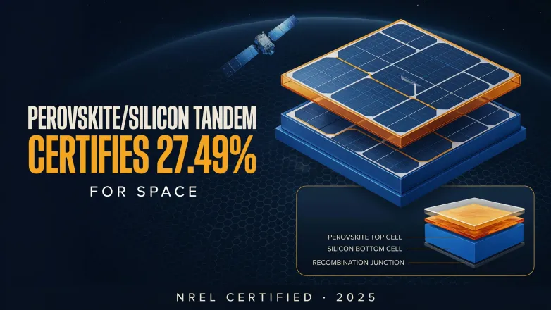 Perovskite/Silicon Tandem Certifies 27.49% for Space