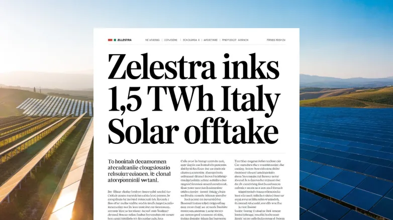 Zelestra Inks 1.5 TWh Italy Solar Offtake